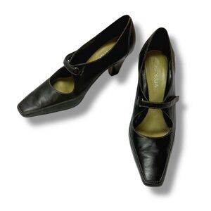 Black y2k leather Mary Jane heels